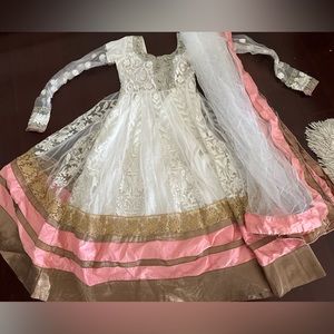 Indian dress white/pink